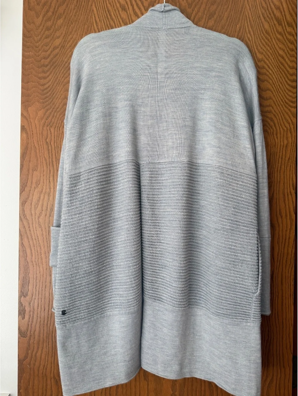 Lululemon Gray 100% Merino Wool Long Open Front Cardigan Size 6 NWOT